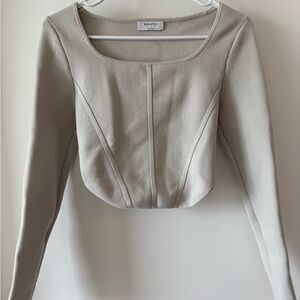 Babaton Women's Beige Long Sleeve Blouse